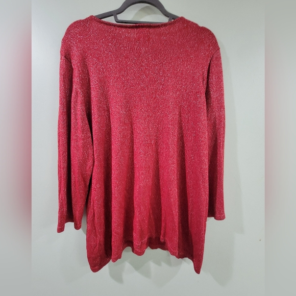RUBY ROAD 1X SPARLKING Elegant Red Embellished Women's Top - Picture 2 of 4
